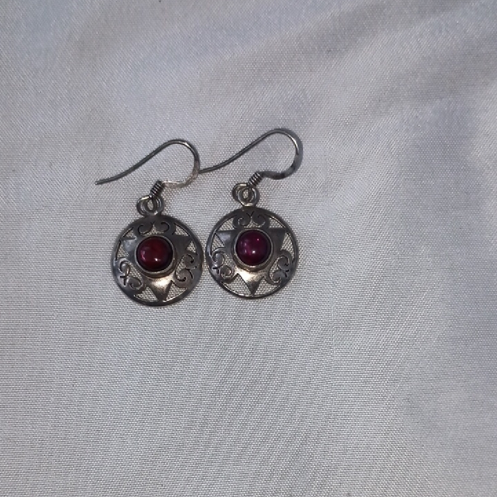 Elegant Silver and Red Earrings